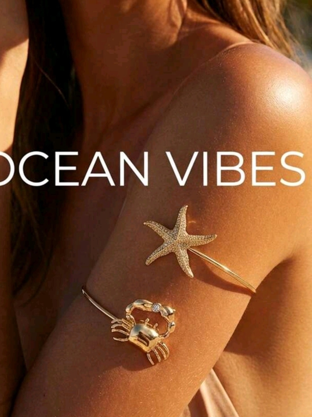 Gold Starfish and Crab Arm Cuffs - Ocean Vibes